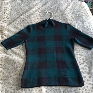 🦊Ann Taylor XS wool plaid/check mock neck sweater